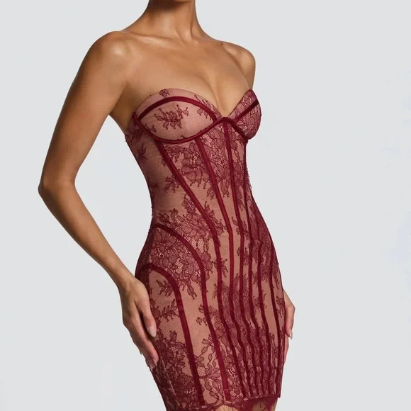 Babyboo Sian burgundy Mini Dress - Picture 3 of 6